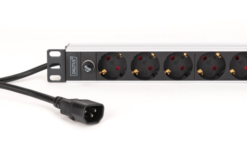 Digitus DN-95437 rozdzielacz zasilania PDU 9 x gniazdo sieciowe 1U Czarny, Srebrny