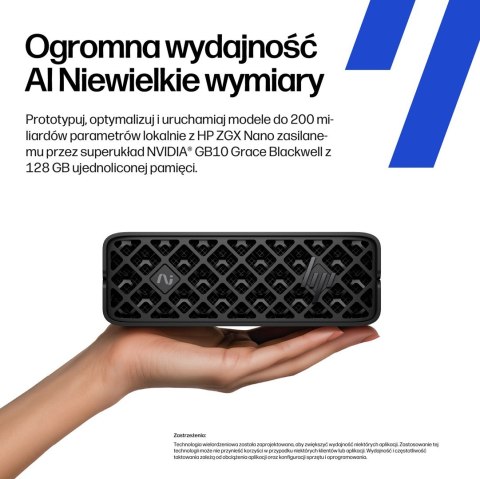 HP ZGX Nano G1n AI GB10 128 GB LPDDR5x-SDRAM 4 TB SSD Linux Mini PC Stanowisko AI Workstation, AI PC Czarny