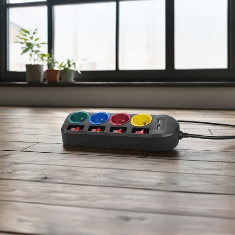 MACLEAN LISTWA ZASILAJĄCA 4 GNIAZDA 2XUSB MCE229B