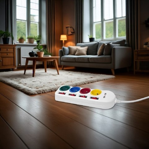 MACLEAN LISTWA ZASILAJĄCA 4 GNIAZDA 2XUSB MCE229W