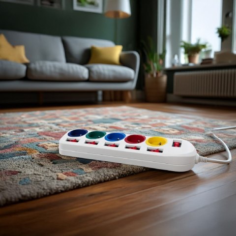 MACLEAN LISTWA ZASILAJĄCA 5 GNIAZD BIAŁA Z WŁĄCZNIKAMI MCE204M/W