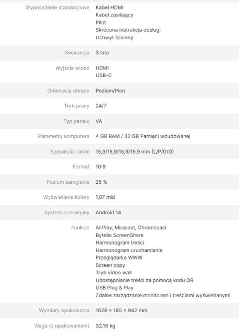 AVTEK MONITOR INFORMACYJNY DS2 65"