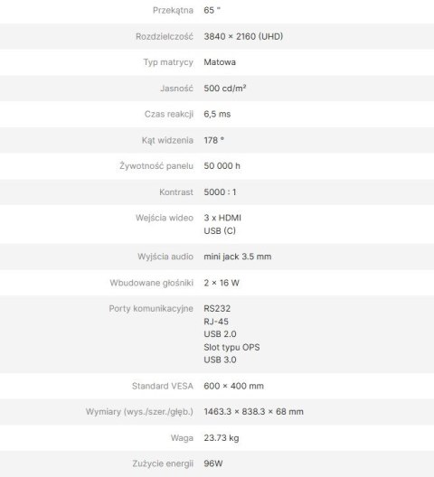 AVTEK MONITOR INFORMACYJNY DS2 65"