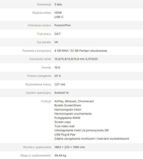 AVTEK MONITOR INFORMACYJNY DS2 75"