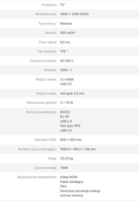 AVTEK MONITOR INFORMACYJNY DS2 75"
