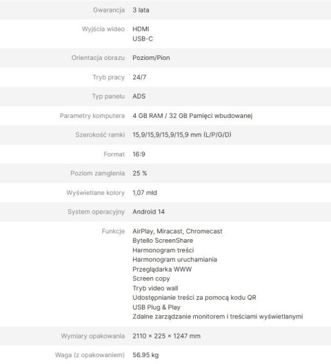 AVTEK MONITOR INFORMACYJNY DS2 86"