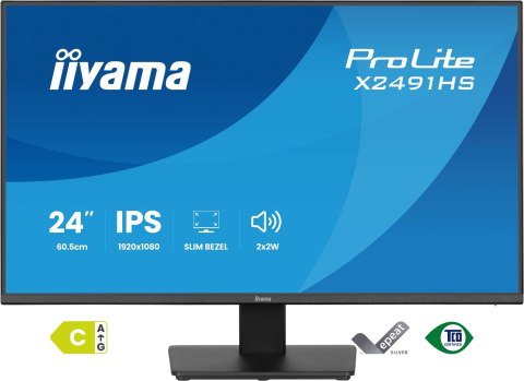 Iiyama ProLite X2491HS-B1 monitor komputerowy 60,5 cm (23.8") 1920 x 1080 px Full HD LCD Czarny
