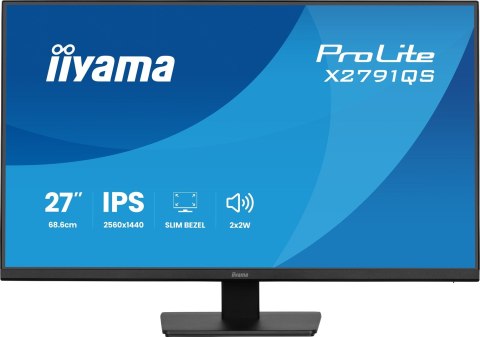Iiyama ProLite X2791QS-B1 monitor komputerowy 68,6 cm (27") 2560 x 1440 px Quad HD LED Czarny
