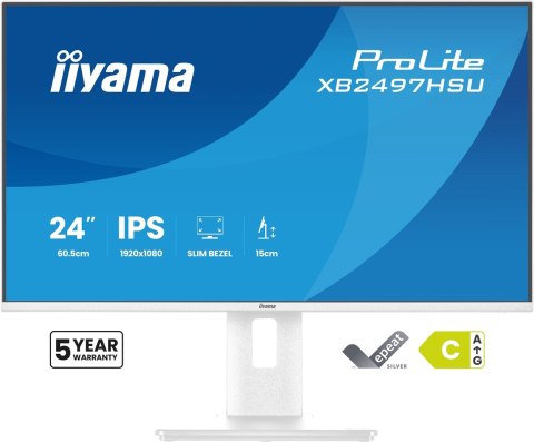 Iiyama ProLite XB2497HSU-W1 monitor komputerowy 60,5 cm (23.8") 1920 x 1080 px Full HD LED Biały