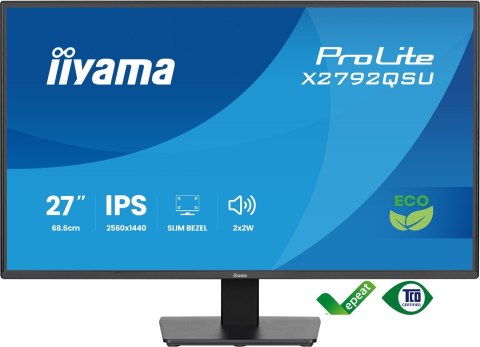 Iiyama ProLite X2792QSU-B1 monitor komputerowy 68,6 cm (27") 2560 x 1440 px Quad HD LED Czarny