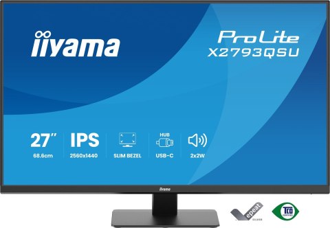 Iiyama ProLite X2793QSU-B1 monitor komputerowy 68,6 cm (27") 2560 x 1440 px Quad HD LED Czarny