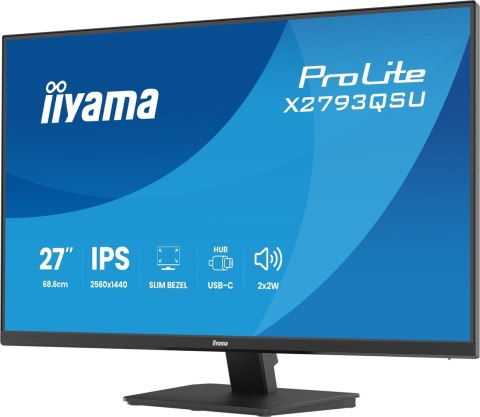 Iiyama ProLite X2793QSU-B1 monitor komputerowy 68,6 cm (27") 2560 x 1440 px Quad HD LED Czarny