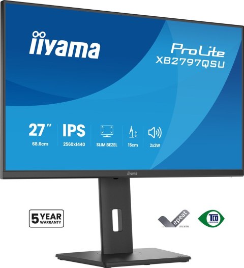 Iiyama ProLite XB2797QSU-B1 monitor komputerowy 68,6 cm (27") 2560 x 1440 px Quad HD LED Czarny