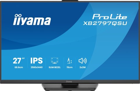 Iiyama ProLite XB2797QSU-B1 monitor komputerowy 68,6 cm (27") 2560 x 1440 px Quad HD LED Czarny