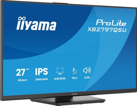 Iiyama ProLite XB2797QSU-B1 monitor komputerowy 68,6 cm (27") 2560 x 1440 px Quad HD LED Czarny