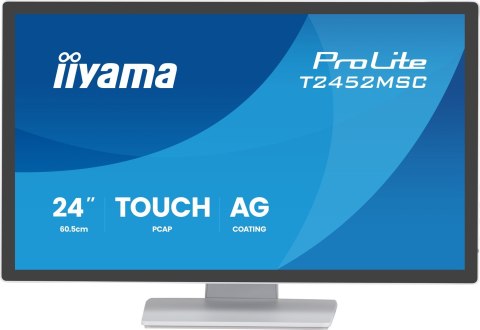 Iiyama ProLite T2452MSC-W1AG monitor komputerowy 60,5 cm (23.8") 1920 x 1080 px Full HD LED Ekran dotykowy Biały