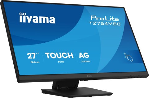 Iiyama ProLite T2754MSC-B2AG monitor komputerowy 68,6 cm (27") 1920 x 1080 px Full HD LED Ekran dotykowy Przeznaczony dla wielu 