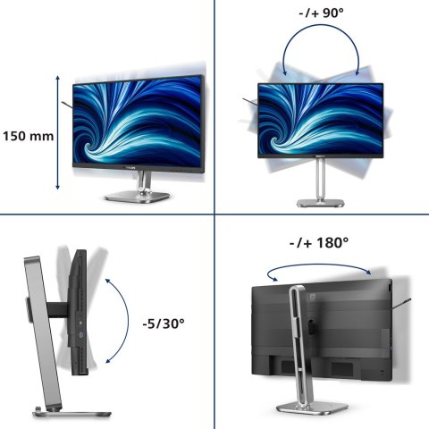 Philips 4000 series 24B2N4200/00 monitor komputerowy 60,5 cm (23.8") 1920 x 1080 px Full HD LCD Szary