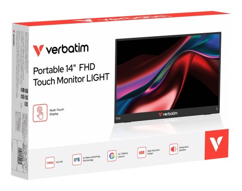 Verbatim Portable 14" FHD Touch Monitor LIGHT Przenośny monitor Czarny 35,6 cm (14") LCD 1920 x 1080 px