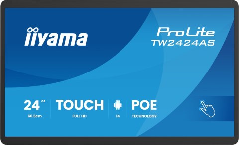 Iiyama TW2424AS-B3P signage display Interaktywny płaski panel 60,5 cm (23.8") Wi-Fi 450 cd/m2 Full HD Czarny Ekran dotykowy Proc