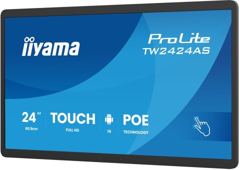 Iiyama TW2424AS-B3P signage display Interaktywny płaski panel 60,5 cm (23.8") Wi-Fi 450 cd/m2 Full HD Czarny Ekran dotykowy Proc