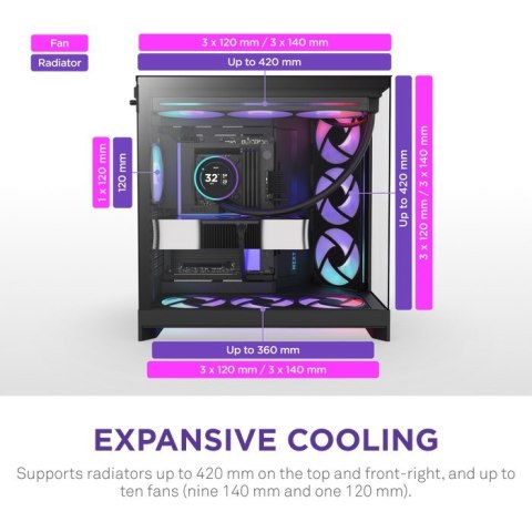 NZXT H9 Flow RGB+ Midi Tower Czarny