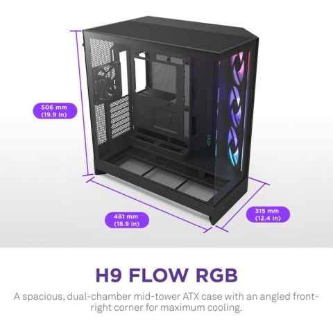 NZXT H9 Flow RGB+ Midi Tower Czarny