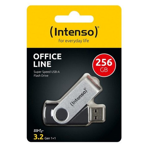 Intenso USB 256GB OFFICE LINE 3.2 Gen1 Silver-Black pamięć USB USB Typu-A 3.2 Gen 1 (3.1 Gen 1) Czarny, Srebrny