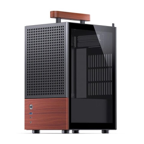 Obudowa Jonsbo T6, Mini-Tower, Mini-ITX, Tempered Glass, Holz - czarna