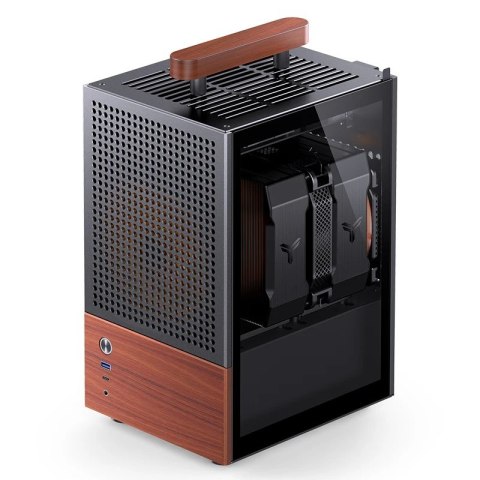 Obudowa Jonsbo T6, Mini-Tower, Mini-ITX, Tempered Glass, Holz - czarna