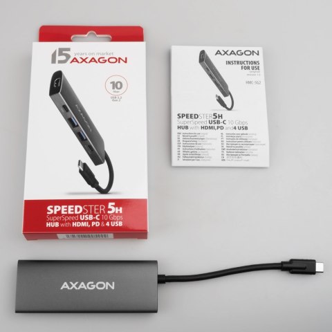 AXAGON HMC-5G21 USB-HUB 2x USB-A + 2x USB-C + HDMI 4K/30Hz, USB-C 3,1 - 13cm