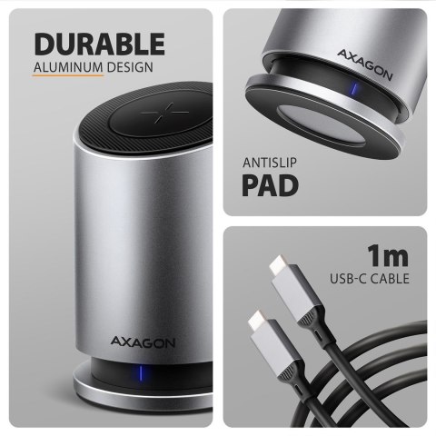 Axagon HMC-WL9 stacja dokująca Przewodowa USB 3.2 Gen 2 (3.1 Gen 2) Type-C Szary