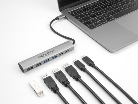 DeLOCK 6-portowy koncentrator USB z 4 x żeńskim złączem USB Typ-A i 2 x żeńskim złączem USB Type-C