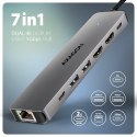 Hub USB Axagon HMC-7HX2 USB 3.2 Gen 1 (3.1 Gen 1) Type-C Szary