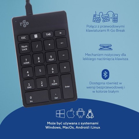 Klawiatura numeryczna R-Go Tools Numpad Break USB juodas