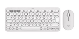 Logitech 920-012204 klawiatura Dołączona myszka Uniwersalne RF Wireless + Bluetooth QWERTZ Niemiecki Biały