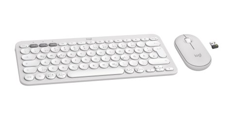 Logitech 920-012204 klawiatura Dołączona myszka Uniwersalne RF Wireless + Bluetooth QWERTZ Niemiecki Biały