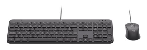 Logitech 920-013343 klawiatura Dołączona myszka Dom/Biuro USB QWERTZ Niemiecki Grafitowy