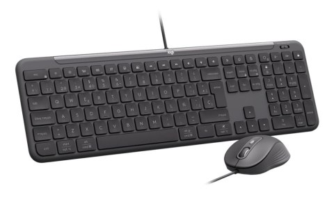Logitech 920-013343 klawiatura Dołączona myszka Dom/Biuro USB QWERTZ Niemiecki Grafitowy