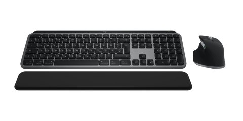 Logitech MX Keys S Combo for Mac klawiatura Dołączona myszka Dom/Biuro Bluetooth QWERTZ Niemiecki Szary