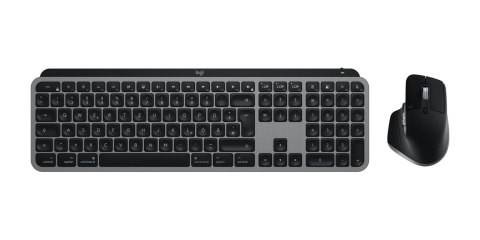 Logitech MX Keys S Combo for Mac klawiatura Dołączona myszka Dom/Biuro Bluetooth QWERTZ Niemiecki Szary