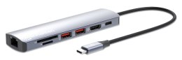 Manhattan 153966 stacja dokująca Przewodowa USB 3.2 Gen 2 (3.1 Gen 2) Type-C Srebrny