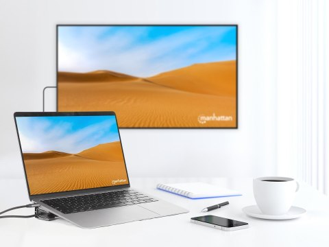 Manhattan 190398 stacja dokująca Przewodowa USB 3.2 Gen 1 (3.1 Gen 1) Type-C Szary