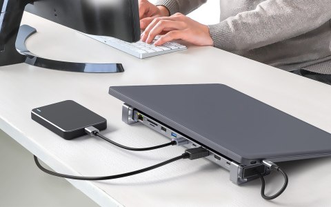 Manhattan 190398 stacja dokująca Przewodowa USB 3.2 Gen 1 (3.1 Gen 1) Type-C Szary