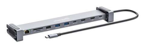Manhattan 190398 stacja dokująca Przewodowa USB 3.2 Gen 1 (3.1 Gen 1) Type-C Szary