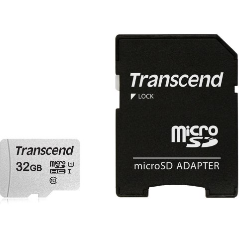 SD microSD Card 32GB Transcend SDHC USD300S-A w/Adapter