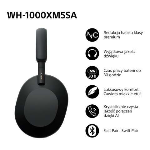 Słuchawki bezprzewodowe SONY WH-1000XM5SA Black (OUTLET)