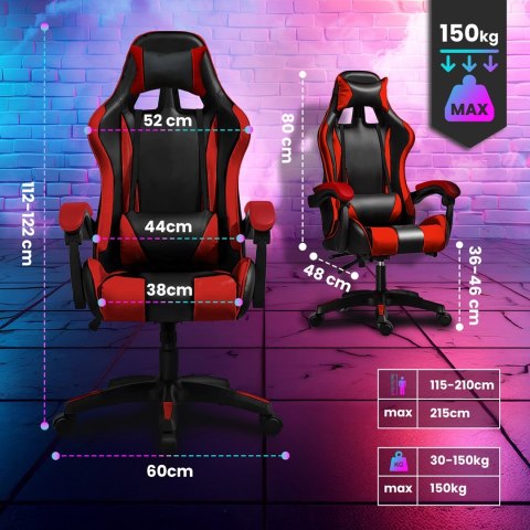 Extralink Gaming | Fotel gamingowy | biurowy, obrotowy, kubełkowy, czarno-czerwony, G-522