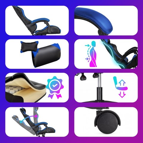 Extralink Gaming | Fotel gamingowy | biurowy, obrotowy, kubełkowy, czarno-niebieski, G-523