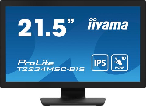 Monitor IIYAMA T2234MSC-B1S 21.5inch PCAP Bezel Free Front Speakers 10P Touch with Anti-Finger print coating IPS Panel 1920x1080